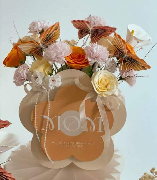 Mother’s Day Long Lasting Soap Flowers Unconditionally Love Box “for Mom” Package – Peach Orange