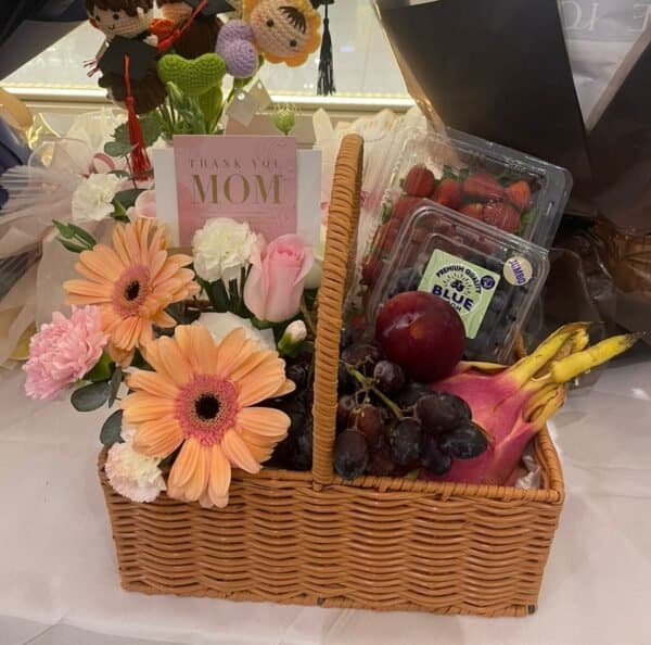 Summer Fruit Basket with Flower