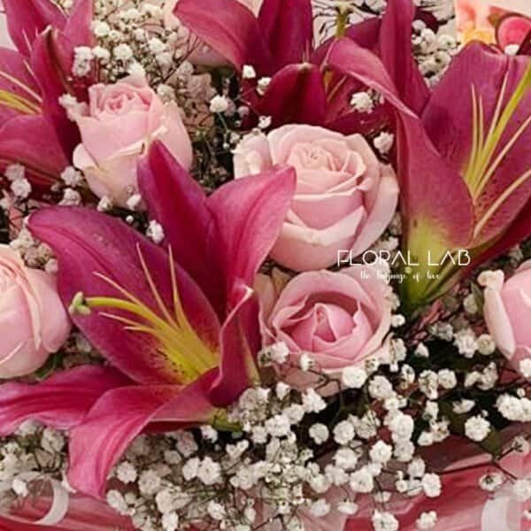 Pinkish Lily and Rose Bouquet - Image 2