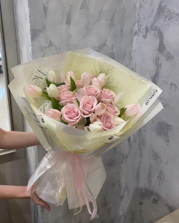 Sweet blush pink and white