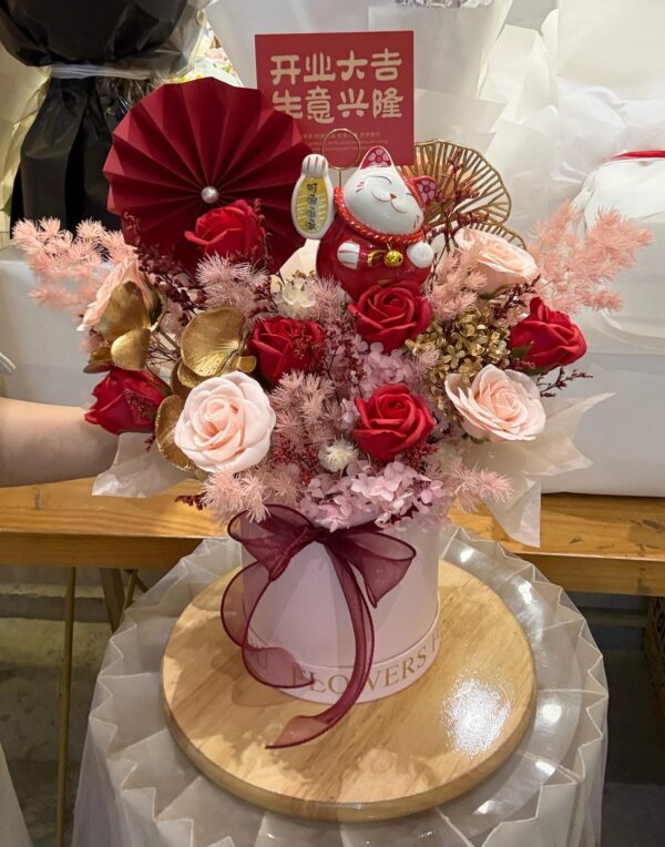 Fortune in Bloom Lucky Cat Opening Flower